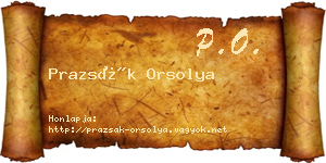 Prazsák Orsolya névjegykártya